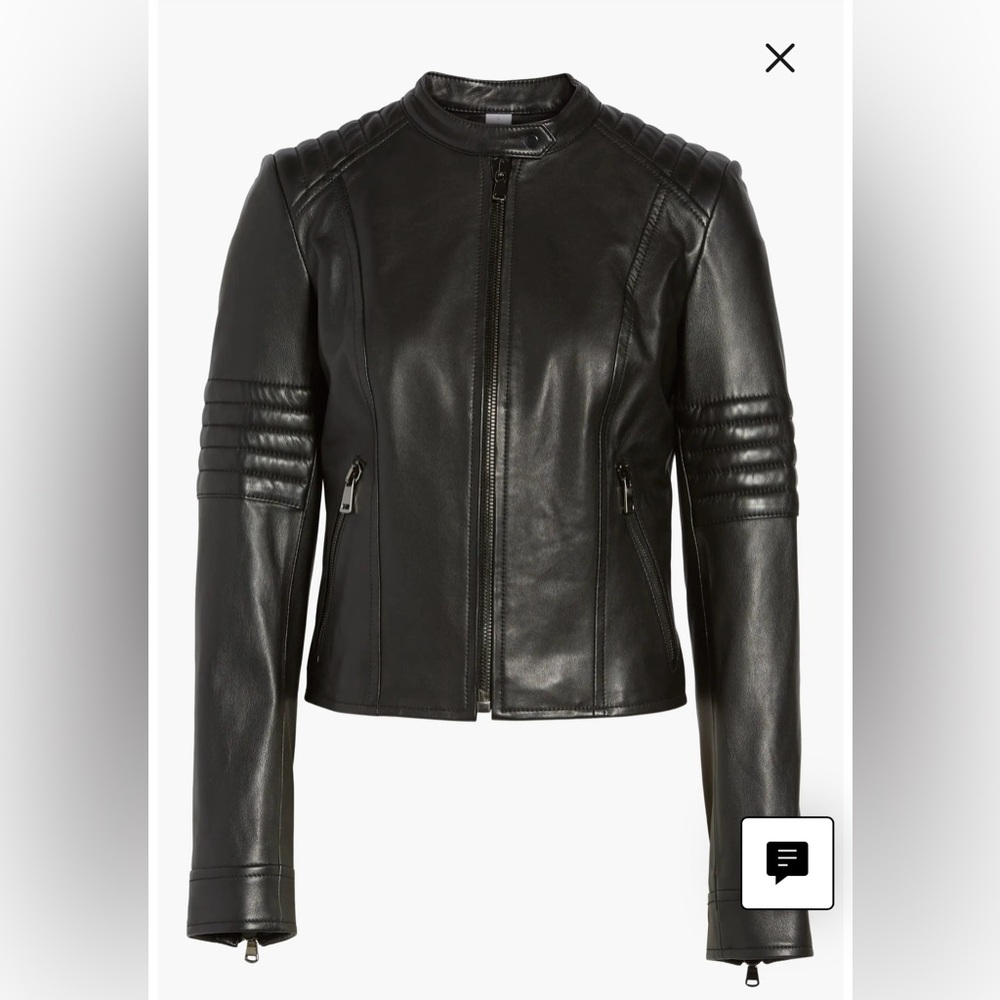 Lewit Black Leather Jacket with quilting